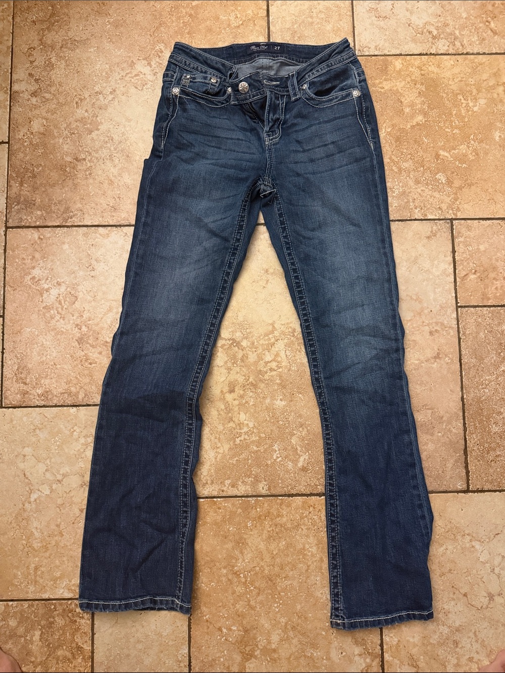Miss Me Dark Blue Straight Leg Jeans